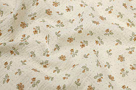 Муслін жатка Бежеві квіти на айворі 135 см
