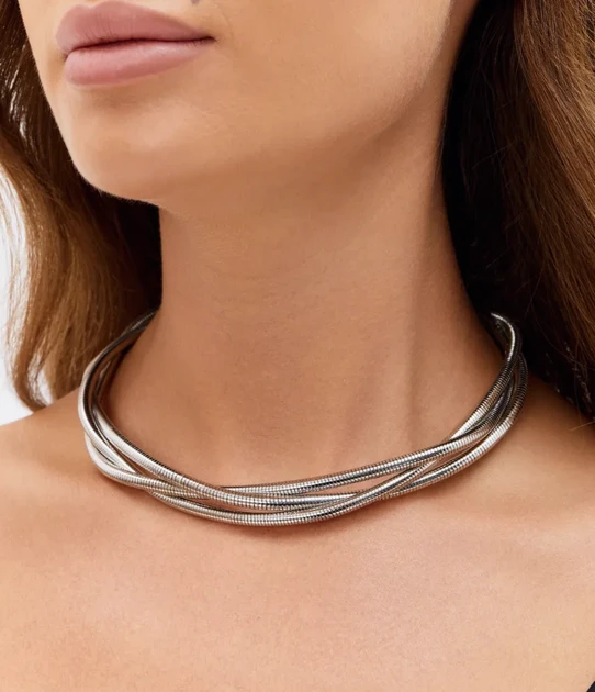 Кольє чокер потрійне багатошарове Fashion Jewerly масивне біжутеріяКольє чокер потрійне багатошарове Fashion Jewerly масивне біжут, фото 1