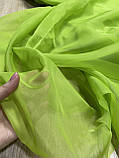 Тюль шифон яскравий салатовий висота 2,95, фото 4