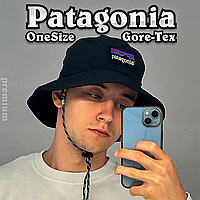 Чоловіча Панама Патагонія Patagonia чорна з мотузкою Водонепроникна на літо літня з вишитим логотипом брендове упаквання бірки