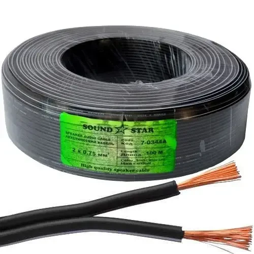 Кабель живлення Sound Star, CCA, 2х0.75 мм2, чорний, 100 м