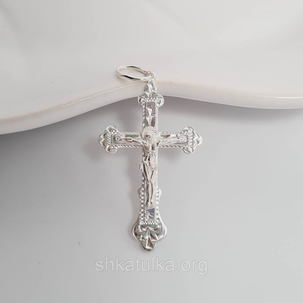 Срібний хрестик з розп'яттям класичний Спаси і Збережи