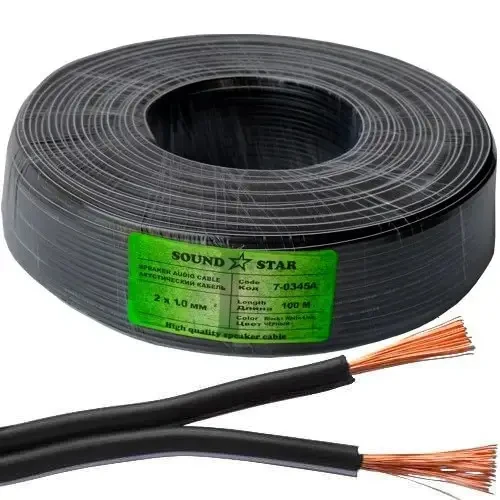 Кабель живлення Sound Star, CCA, 2х1.0 мм2, чорний, 100 м