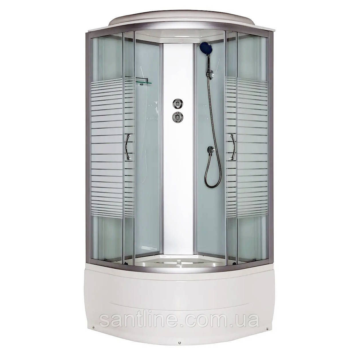 Гідромасажний бокс 95 BF JK White Line 90x90x217 душовий бокс з малюнком Vivia глибоке скло з малюнком, фото 1