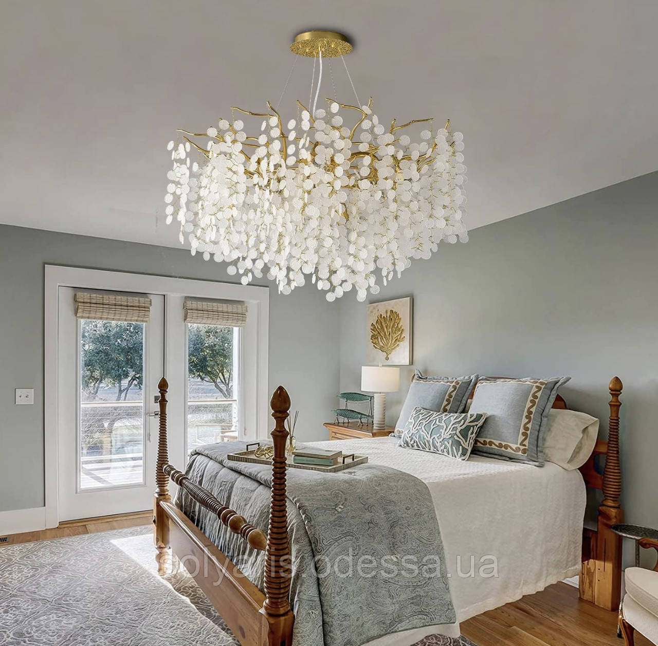 Сучасна хрустальна люстра "Гліцинія" 22602-800GD 80см ,золото, фото 1