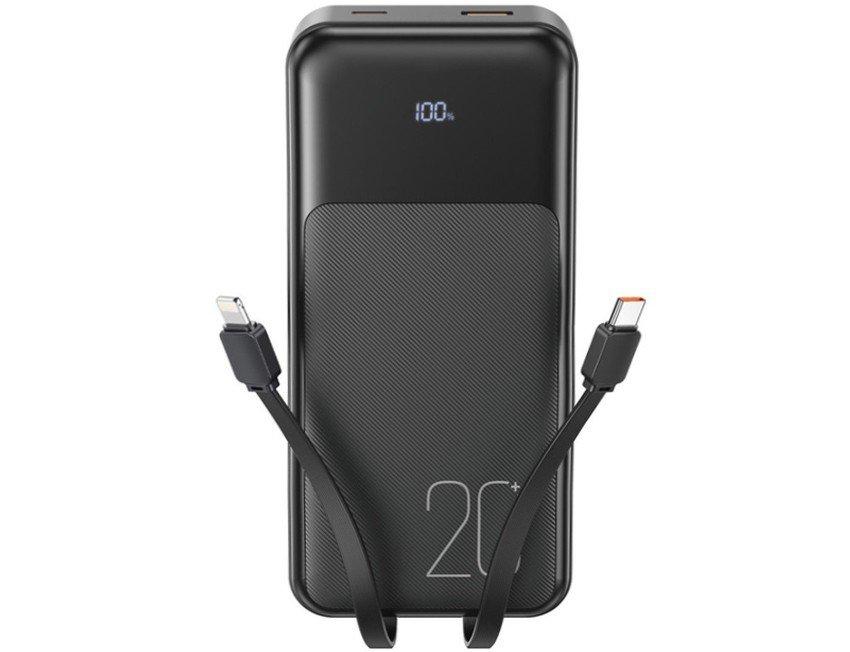 Power bank XO PR249 20000 mAh PD20W+QC22.5W зі швидкою зарядкою, дисплеєм та кабелями Black