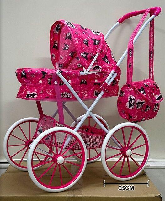 Візок для ляльок ТК 21-374 (24/2) "TK Group", складна конструкція, пупс до 45 см, сумочка, кошик, металевий