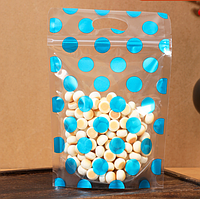 Універсальний пакет подарунковий з малюнком Блакитний горох із зіп застібкою з ручкою 22 х15 см для солодощів