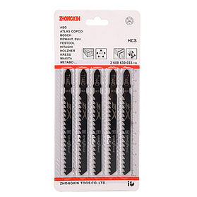 Пиляльні полотна для лобзика 5 ШТУК ZHONGXIN T144D HCS 4.0-5.2х100 мм