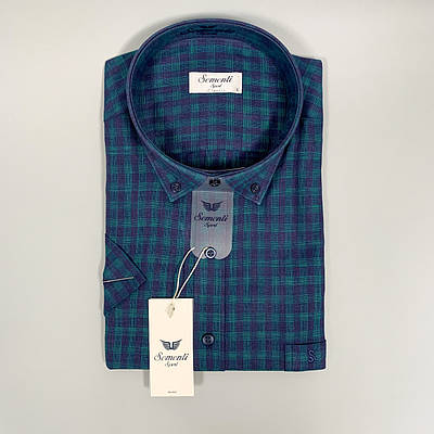 Сорочка клітка для чоловіків S-XXLBOSETTI 347, Зелений з синім, L