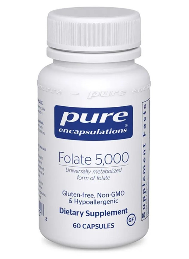 Pure Encapsulations Folate 5000 / Фолат активна форма L-5-MTHF вітамін Б9 5000 мкг 60 капсул