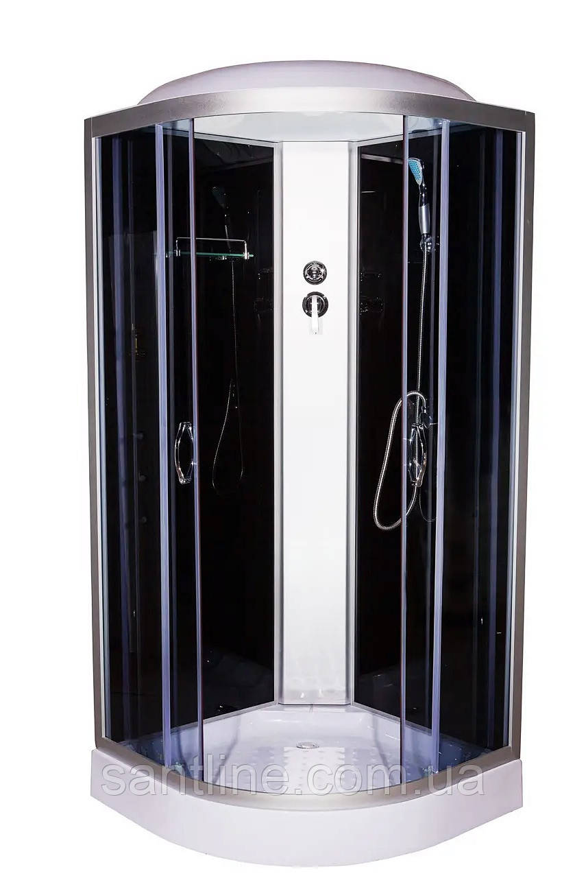 Душовий гідробокс 80х80х215 см Glory 60 BF чорна душова кабіна Vivia на дрібному піддоні розсувні двері, фото 1