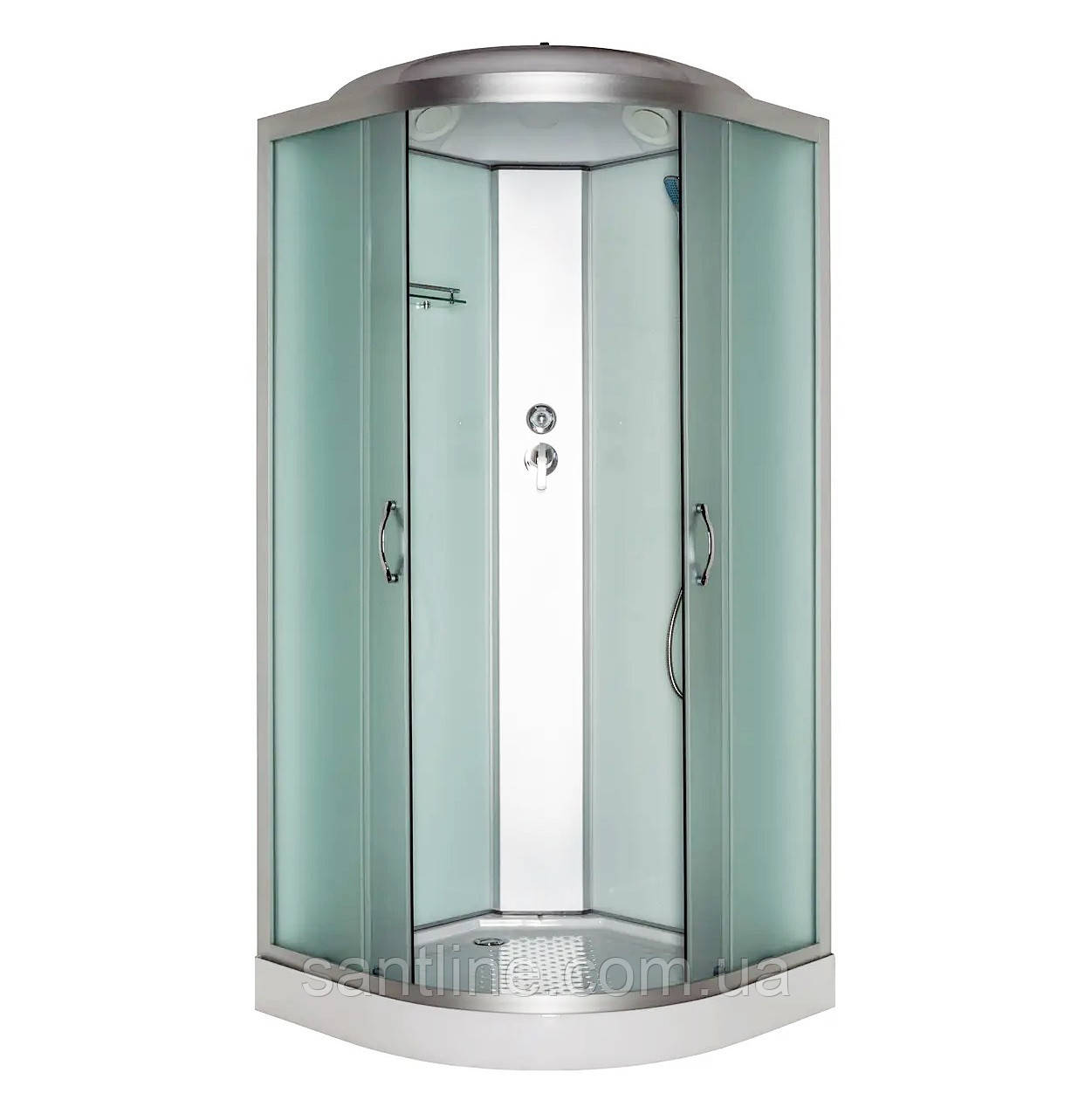 Душовий гідробокс 80х80х215 см Glory 60 BF W матова душова кабіна Vivia на дрібному піддоні розсувні двері, фото 1