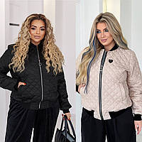 Жіноче весняна куртка Бомбер 48-50,52-54,56-58,60-62 чорний ,Бежевий