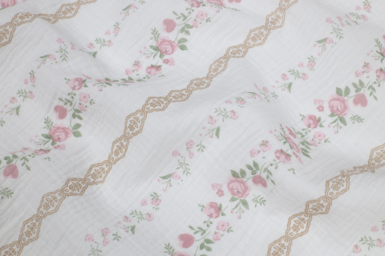 Муслін жатка Трояндочки з візерунком 135 см, фото 1