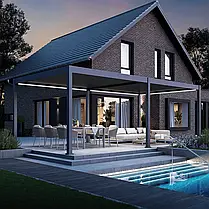 Електрична алюмінієва пергола з автоматичними ламелями та LED-підсвіткою Gutroof Deluxe Automatic 3,6x7,2, фото 4