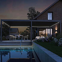 Електрична алюмінієва пергола з автоматичними ламелями та LED-підсвіткою Gutroof Deluxe Automatic 3,6x7,2, фото 5