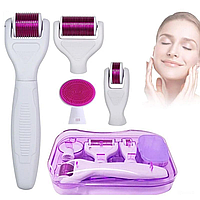 Набір мезоролерів 5в1 для обличчя та тіла Derma Roller Set, мезоролери з титановими мікроголками AND-1-17