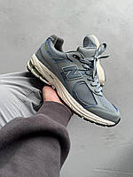 Сині демісезонні шкіряні чоловічі кросівки New Balance 2002R Blue Нью Беланс шкіра