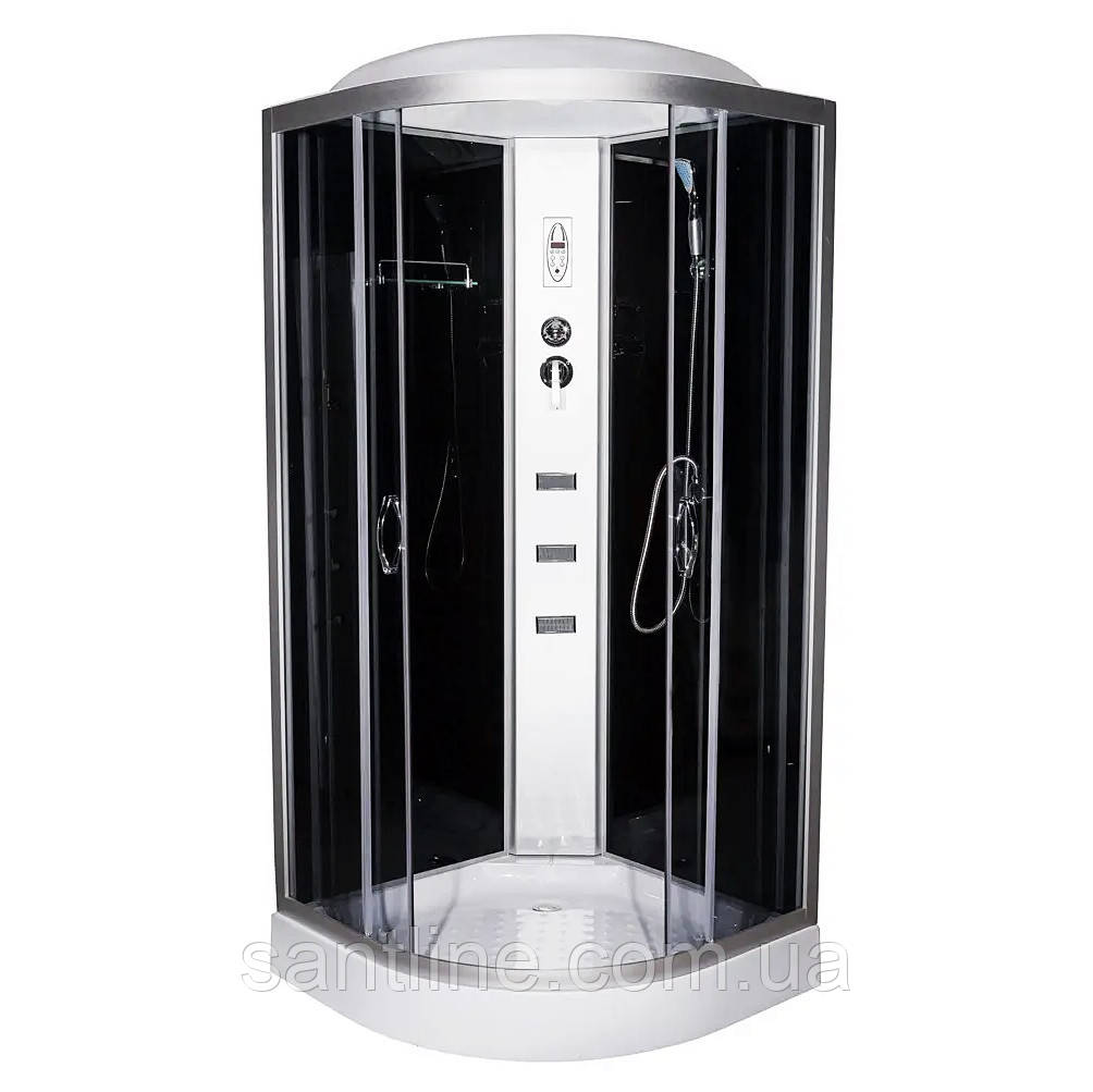 Гідромасажний бокс Glory 61 R 90х90х215 см душовий бокс Vivia низький напівкруглий піддон розсувні двері, фото 1