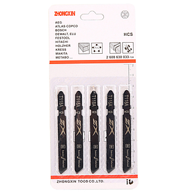 Пиляльні полотна для лобзика 5 ШТУК ZHONGXIN T118A HCS 1.1-1.5х75 мм