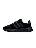 Чорні демісезонні чоловічі замшеві кросівки Adidas ZX 500 RM All Black Адідас Зет Ікс 500