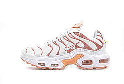 Білі текстильні жіночі кросівки Niki Air Max TN Plus White Coral / Демісезонні Найк Аір Макс ТН
