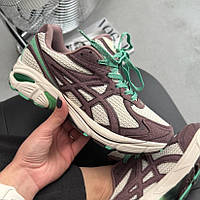 Коричневі чоловічі замшеві кросівки Asics GT-2160 Beige/Brown/Green Демісезонні Асікс Гель 2160 Сітка