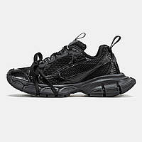 Чорні шкіряні жіночі кросівки Balenciaga 3XL Демісезонні кросівки Баленсіага на платформі