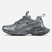 Сірі шкіряні жіночі кросівки Balenciaga 3XL Демісезонні кросівки Баленсіага на платформі