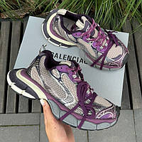 Фіолетові шкіряні жіночі кросівки Balenciaga 3XL Демісезонні кросівки Баленсіага на платформі