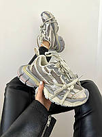 Бежеві шкіряні жіночі кросівки Balenciaga 3XL Демісезонні кросівки Баленсіага на платформі