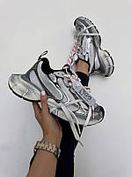 Сірі шкіряні жіночі кросівки Balenciaga 3XL Демісезонні кросівки Баленсіага на платформі