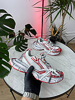 Сірі з червоним шкіряні жіночі кросівки Balenciaga 3XL Демісезонні кросівки Баленсіага на платформі