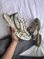 Бежеві шкіряні жіночі кросівки Balenciaga 3XL Демісезонні кросівки Баленсіага на платформі