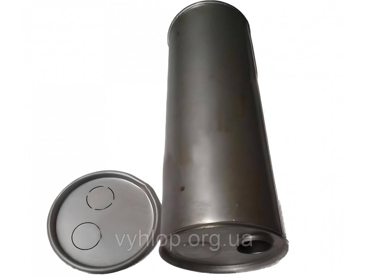 Глущик універсальний круглий D.755/60 (Довжина 460 мм, діаметр корпусу 180 мм, діаметр входу 45 мм)