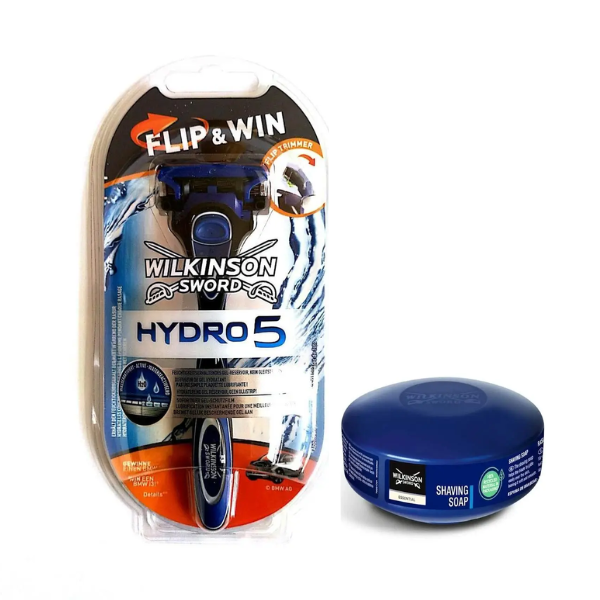 Станок для гоління Wilkinson Sword Hydro 5 Flip&Win + Wilkinson Essential Мило 125 г