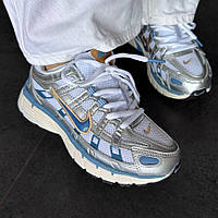 Срібні шкіряні жіночі кросівки Nike P-6000 Metallic  Демісезонні кросівки Найк Аїр Макс