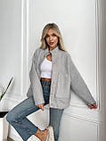 Сірий жіночий бомбер на кнопках букле Тедді, фото 6