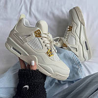 Демісезонні білі жіночі шкіряні кросівки Nike Air Jordan 4 Premium Найк аїр Джордан 4