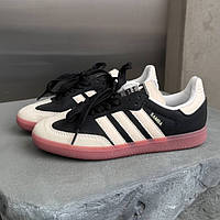 Чорні шкіряні чоловічі кросівки Adidas Samba Демісезонні кросівки Адідас Самба