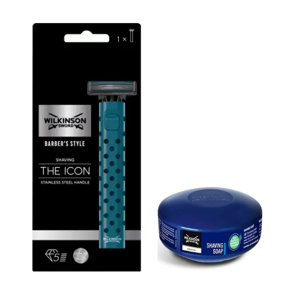 Станок для гоління Wilkinson Sword Barber's Style The Icon + Wilkinson Essential мило 125 г