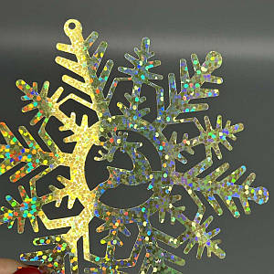 9х8 см Паєтка сніжинка-олень - золото голограма