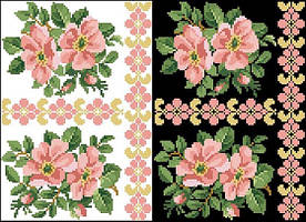 ФЛ-117 Водорозчинний пришивний флізелін з нанесеним малюнком 20х30см (Барвиста вишиванка)