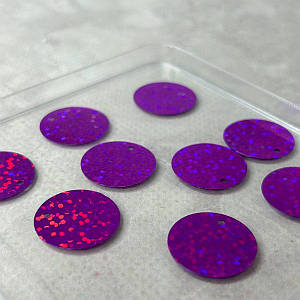 Ø19мм Паєтка монетка кругла 5г - фіолетовий голограма