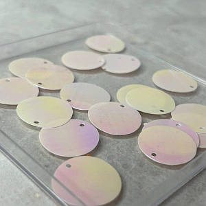 Ø19мм Паєтка монетка хамелеон 5г - білий с переливом