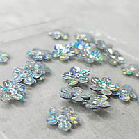 Ø14мм Паєтка квіточка ромашка 5г - срібло голограма