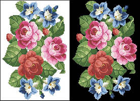 ФЛ-067 Водорозчинний пришивний флізелін з нанесеним малюнком 20х30см (Барвиста вишиванка)