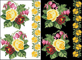 ФЛ-061 Водорозчинний пришивний флізелін з нанесеним малюнком 20х30см (Барвиста вишиванка)