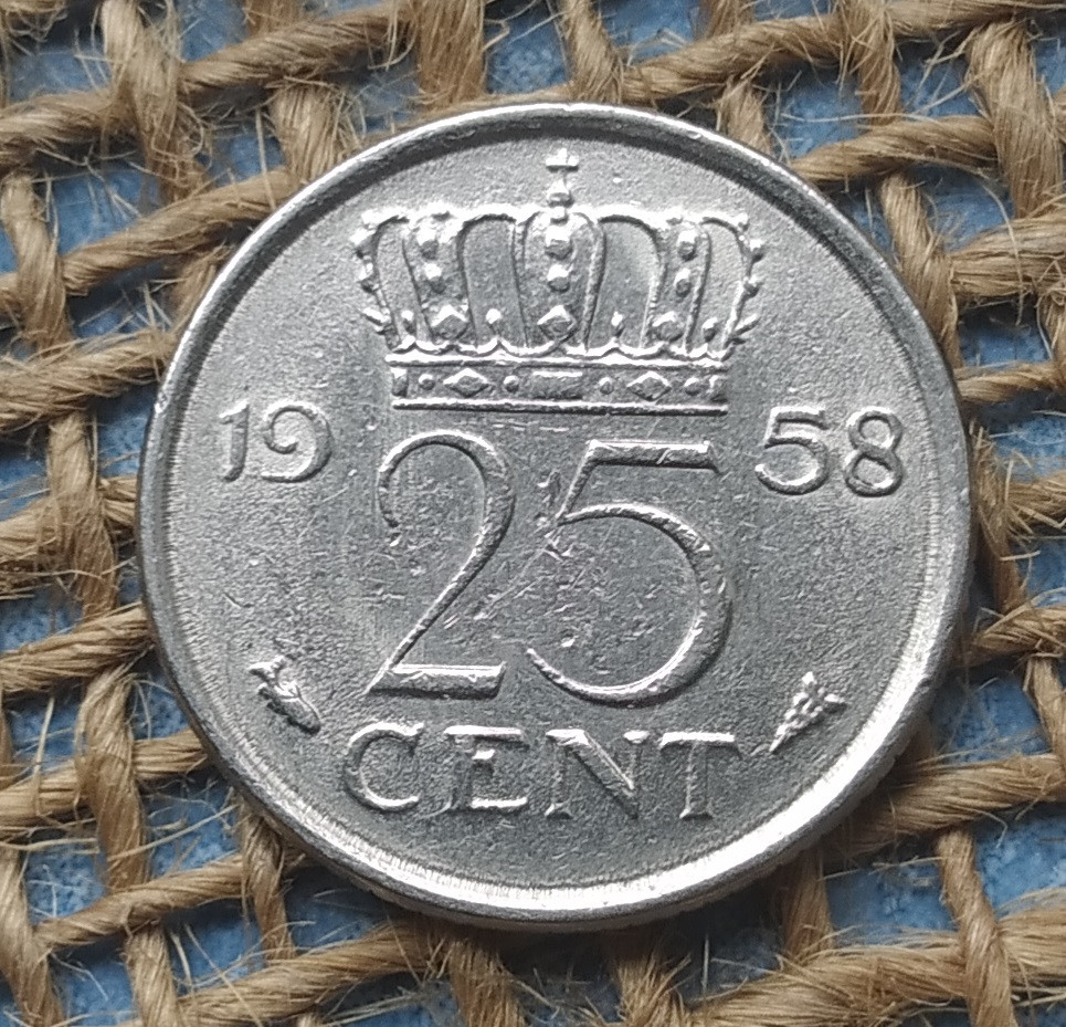 25 центiв 1958 року. Нiдерланди
